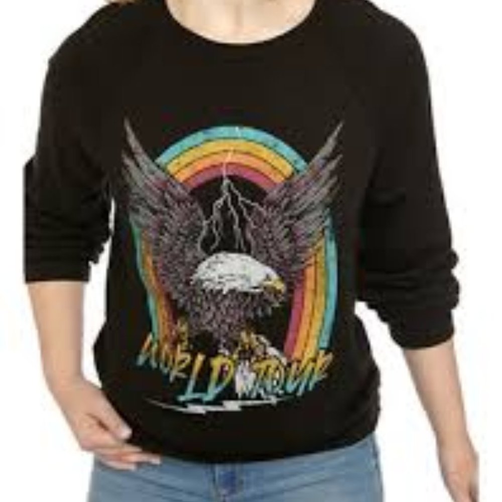 Eagle Rainbow Rock n Roll Graphic Crewneck Sweat